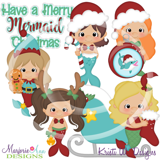 Mermaid Christmas SVG Cutting Files Includes Clipart - Click Image to Close